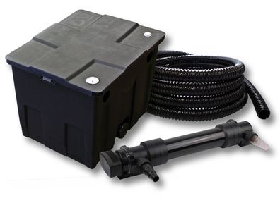 SunSun 1-Kammer Filter Set 12000l mit 36W UV 6er Serie Teich Klärer 5m Schlauch