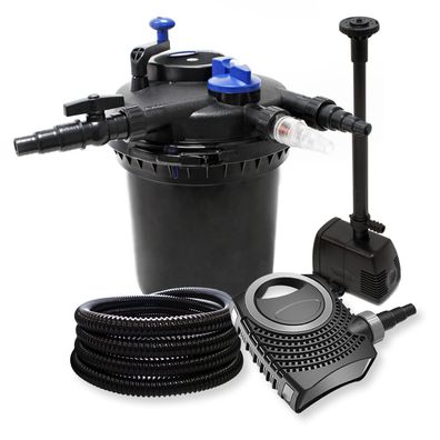 Druckfilter XXL Set 30000l 18W UVC Klärer 70W Pumpe Schlauch Springbrunnen 255