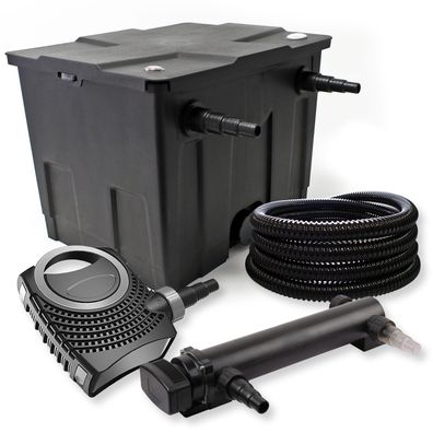 1-Kammer Filter Set 12000l 24W UVC 3er Teich Klärer NEO8000 70W Pumpe Schlauch