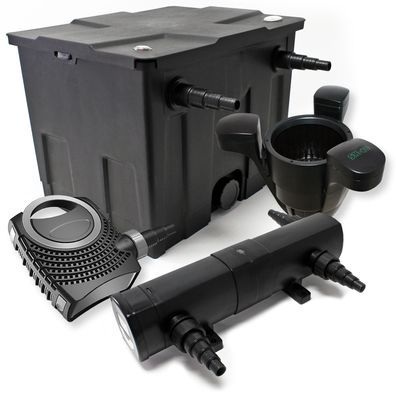 Set: Teichfilter 12000l 24W UVC Klärer 80W Pumpe Skimmer 405