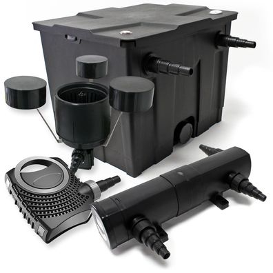 Set: Teichfilter 12000l 36W UVC Klärer 80W Pumpe Skimmer 406