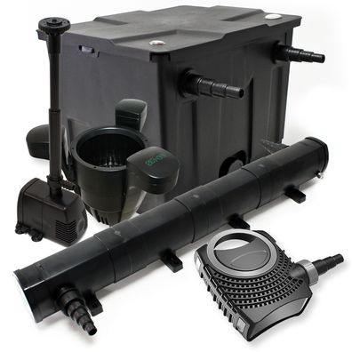 Set: Teichfilter 12000l 72W UVC Klärer 80W Pumpe Springbrunnen Skimmer 424