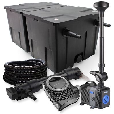 2-Kammer Filter Set 60000l 36W UVC Teich Klärer NEO10000 80W Pumpe 25m Schlauch