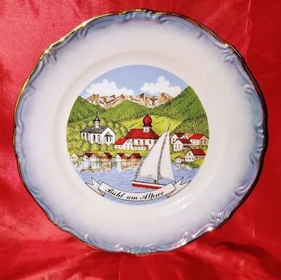 Vintage Kleiber Regnitzlolau Porzellan Wandteller Bühl am Alpsee Hand Bemalt