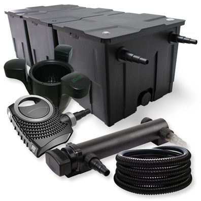 3-Kammer Filter Set 90000l 36W UVC Teich Klärer NEO10000 80W Pumpe Schlauch Skim