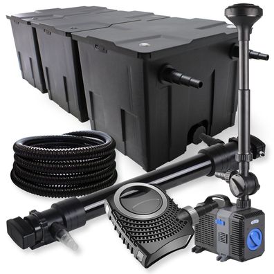 3-Kammer Filter Set 90000l 72W UVC Teich Klärer NEO10000 80W Pumpe Schlauch Spri
