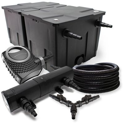SunSun Filter Set 60000l Teich 24W Teichklärer NEO10000 80W Pumpe 25m Schlauch