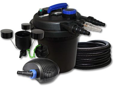 SunSun Druckteichfilter Set 6000l 11W UVC,10W ECO Pumpe Schlauch Skimmer CSP-250