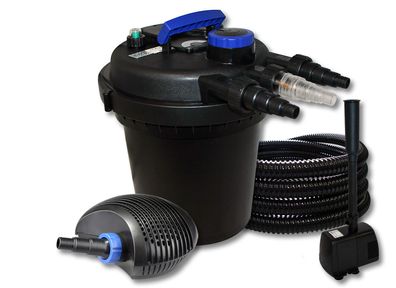 SunSun Druckteichfilter Set 10000l 11W UVC,20W ECO Pumpe Schlauch Springbrunnen