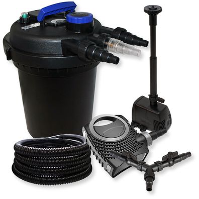 SunSun Druckteichfilter 10000l 11W UVC NEO10000 80W Pumpe Schlauch Springbrunnen