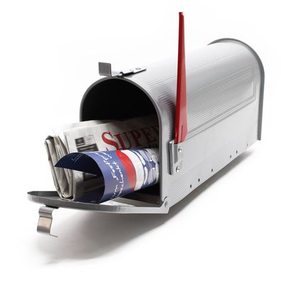 Wiltec US Mailbox silbergrau 180x220x480mm Briefkasten amerikanisch Fahne Stahl