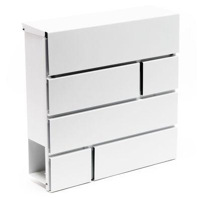 Wiltec Briefkasten V15 weiß 370x105x370mm Schloss Zeitung pulverbeschichtet