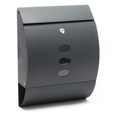 Wiltec Briefkasten V18 Anthrazit 305x120x400mm Schloss Zeitung pulverbeschichtet