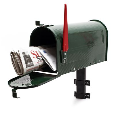 Wiltec Set US Mailbox grün 180x220x480mm amerikanischer Briefkasten Halterung