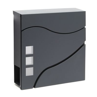 Wiltec Briefkasten V28 Anthrazit 370x105x370mm Schloss Zeitung pulverbeschichtet