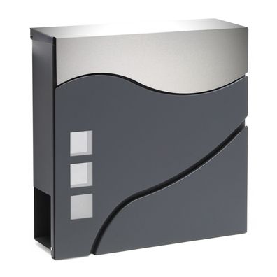 Wiltec Briefkasten V28 Anthrazit Edelstahl 370x105x370mm pulverbeschichtet Wand