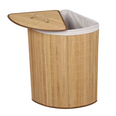 Wiltec Wäschebox 57 L Bambus natur faltbar mit Deckel Wäschekorb für Ecken