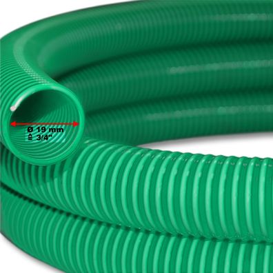 10m Teichschlauch 20mm (3/4&quot;) grün flexibel Saugschlauch Wasser