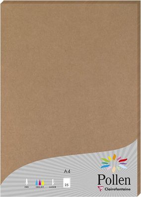 Clairefontaine Pollen DIN-A4 - 210x297 Kraftpapier 200g/ m² Kartonbraun 25 Blatt