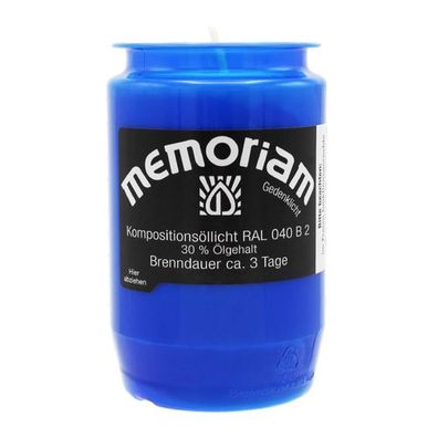 Memoriam-kompositionsöllicht, Blau, Nr. 336, Aeterna, 30% Ölgehalt, Brenndauer c