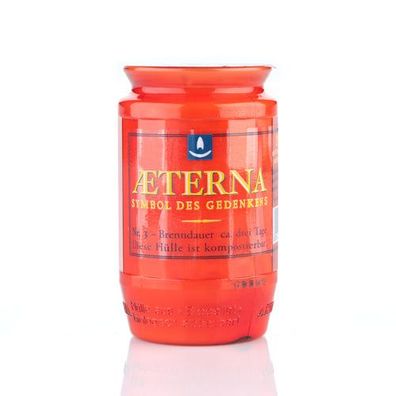 Aeterna-öllicht, 100% reines Pflanzenöl, Rot, Nr. 3, Brenndauer 3 Tage, 98/58 mm