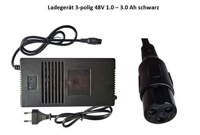Ladegerät 3-Polig 48V, 1.0-3.0A Akkuladegerät Batterieladegerät E-Scooter E-Quad