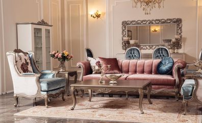 Sofagarnitur Klassische Sofa Couch Set Couchtisch 2x Sessel Luxus Set 4tlg. Neu