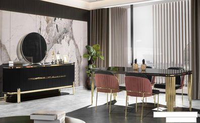 Luxus Esszimmer Essgarnitur Design Tisch Kommode 4x Stühle Gruppe 6tlg. Set Neu