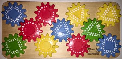 Zahnradspiel aus Holz und Kunststoff, Puzzle, Lernspiel