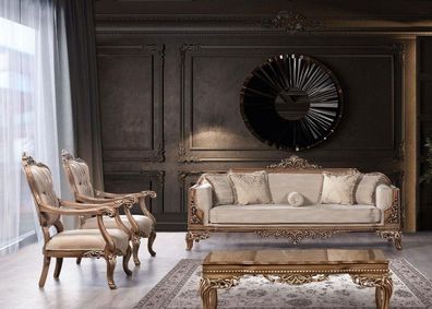 Garnitur Sofa Sessel Sofagarnitur 3 + 1 + 1 Sitzer Luxus Gruppe Barock Rokoko Möbel