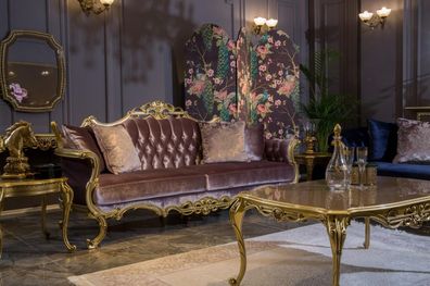 Sofa Barock Dreisitzer Couch Polster 3er Sofas Rokoko Möbel Luxus Couchen Stoff