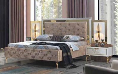 Chesterfield Bett Polster Design Luxus Doppel Hotel Betten Italienische Holz Neu