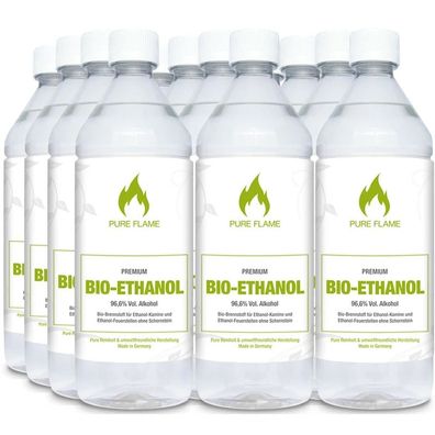 12 x 1 L. Bioethanol 96,6% Ethanolkamin Brennflüssigkeit Bioalkohol in 1 L.-Flaschen