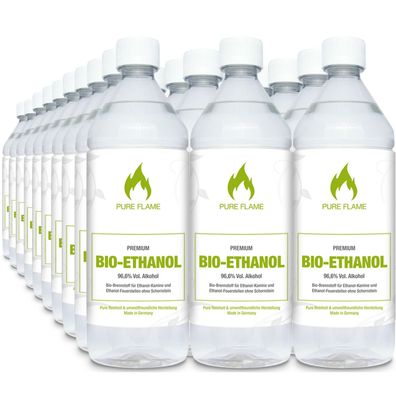 30 x 1 L. Bioethanol 96,6% Ethanolkamin Brennflüssigkeit Bioalkohol in 1 L.-Flaschen