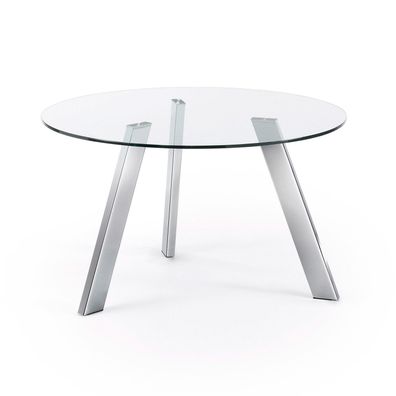 Tisch Carib Rund Ø 130 cm aus Glas und verchromten Stahlbeinen