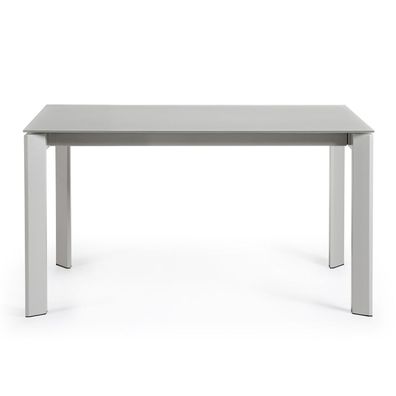 Tisch Axis ausziehbar 140 (200) cm graues Glas und graue Beine