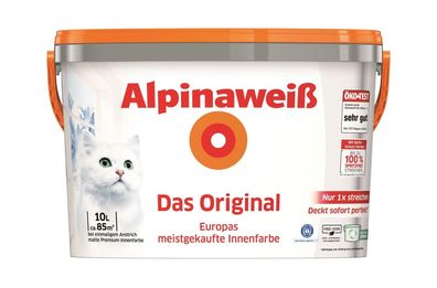 Alpinaweiß Alpina weiß matt, perfekt deckende Innenfarbe, 10 L. Weiß Matt NEU