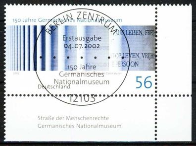 BRD 2002 Nr 2269 ZENTR-ESST ECKE-URE X152556