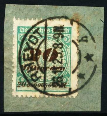 D-REICH INFLA Nr 329BP gestempelt Briefstück zentrisch X4C02BA