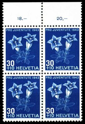 Schweiz PRO Juventute Nr 427 postfrisch Viererblock ORA X4FAD62