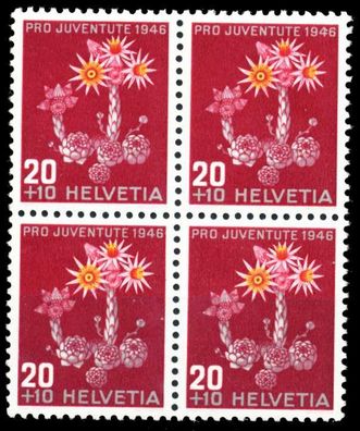 Schweiz PRO Juventute Nr 477 postfrisch Viererblock X54BBCE