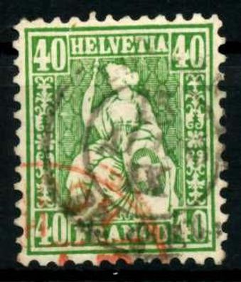 Schweiz Sitzende Helvetia VON 1862 Nr 26 gestempelt X55C2CA