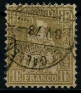 Schweiz Sitzende Helvetia VON 1862 Nr 28c gestempelt X55C2D2