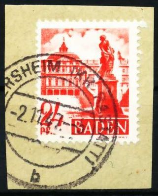 F-ZONE BADEN Nr 8yvII gestempelt Briefstück X5E80D2