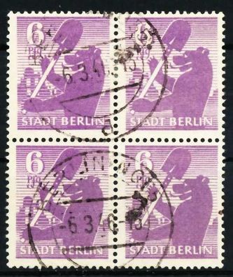 SBZ BERL. Brandenb. Nr 2Aawaz zentrisch gestempelt Viererblo X64D462