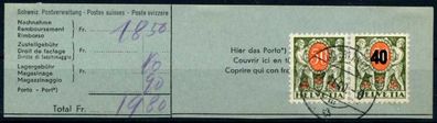 Schweiz PORTO Nr 53 + 49x gestempelt Briefstück X6971C2