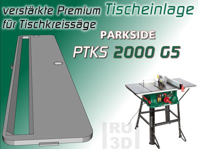 Verstärkte Premium Tischeinlage für Parkside PTKS 2000 G5 Tischkreissäge, Einlage