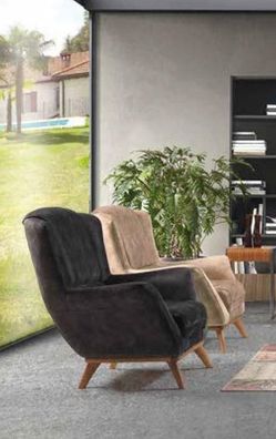 Sessel 1 Sitz Textil Lounge Luxus Polster Ohrensessel Einsitzer Design Couch