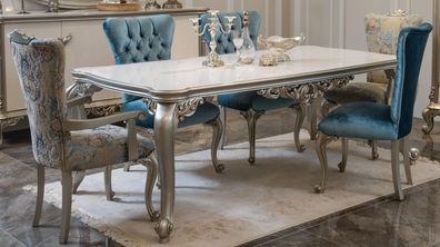 Klassische Tische Möbel Esstisch Weiß Silberner Tisch Esstische Luxus Holztisch