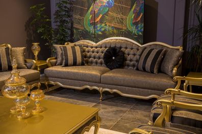 Dreisitzer Luxus Sofa 3 Sitzer Sofas Sitz Stoff Design Couch Möbel Stil Textil